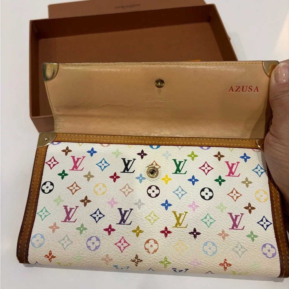 Louis Vuitton Murakami Multicolor White Sarah Wallet Takashi Murakami w/ Box - Picture 6 of 16